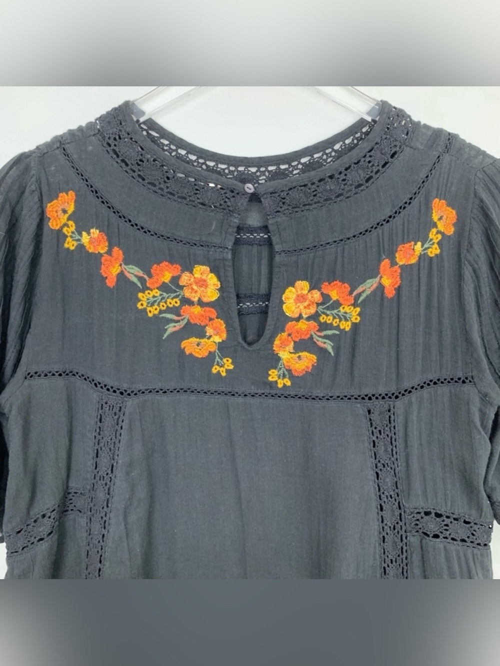 Free People Perfectly Victorian
Embroidered Mini Dress in Black & Orange, Small - Picture 11 of 13